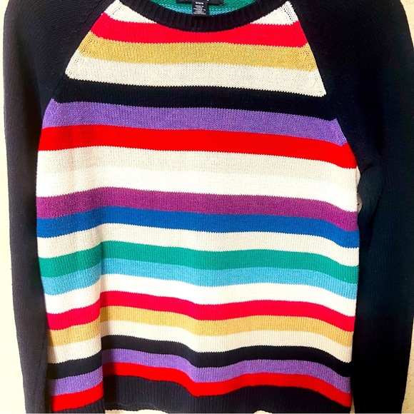 CHAPS MEDIUM WOMENS LIGHT WEIGHT COLORWAY  STRIPPED ARTISAN LIBRARY SWEATER‎ - Picture 4 of 6